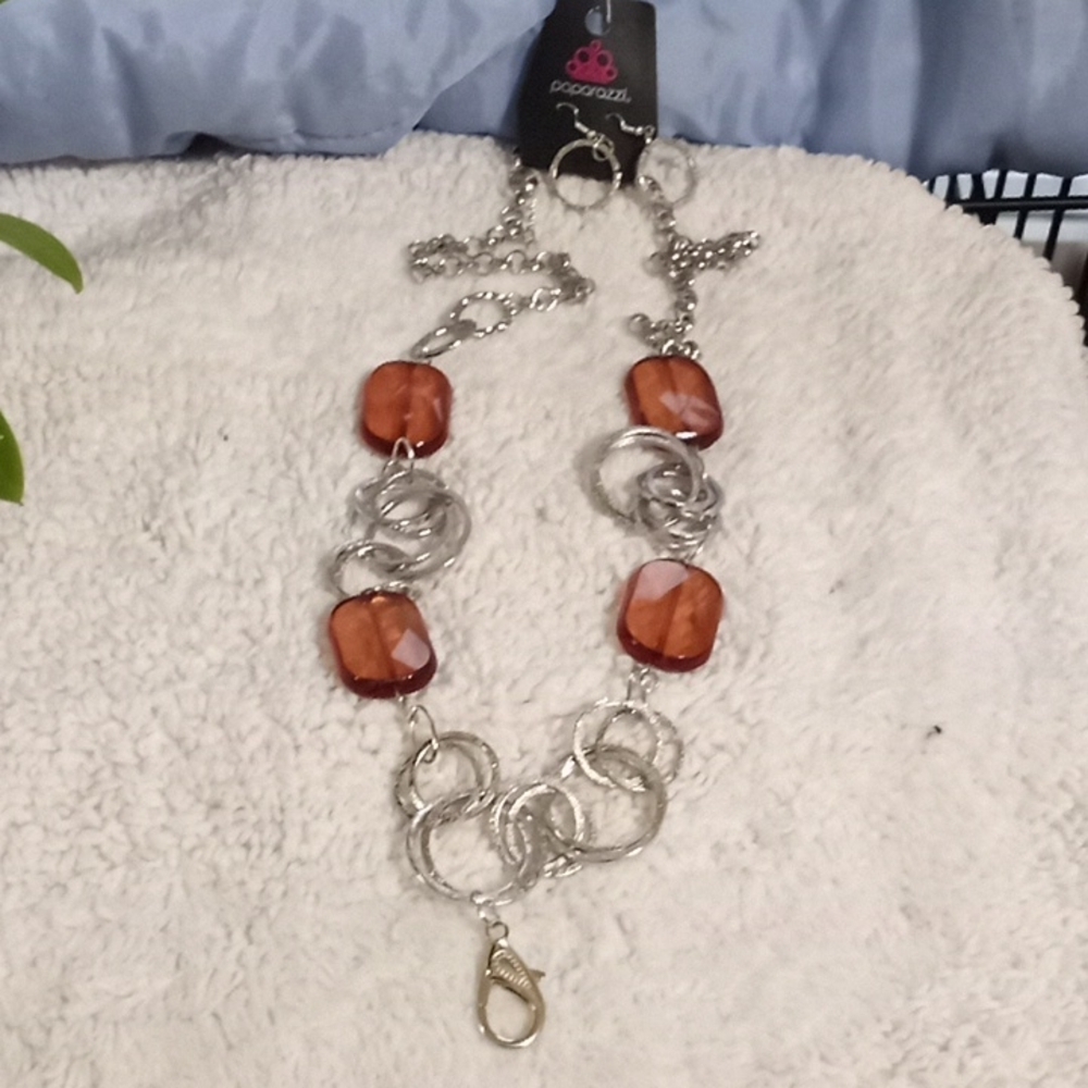 Stained Glass Brown Lanyard with free earrings